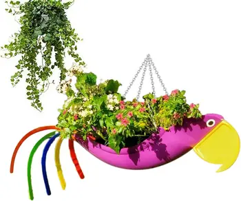 Держатель для растений | Яркое красочное кашпо - Держатель для растений в форме попугая или петуха, декор для сада во дворе, водонепроницаемый для наружного использования